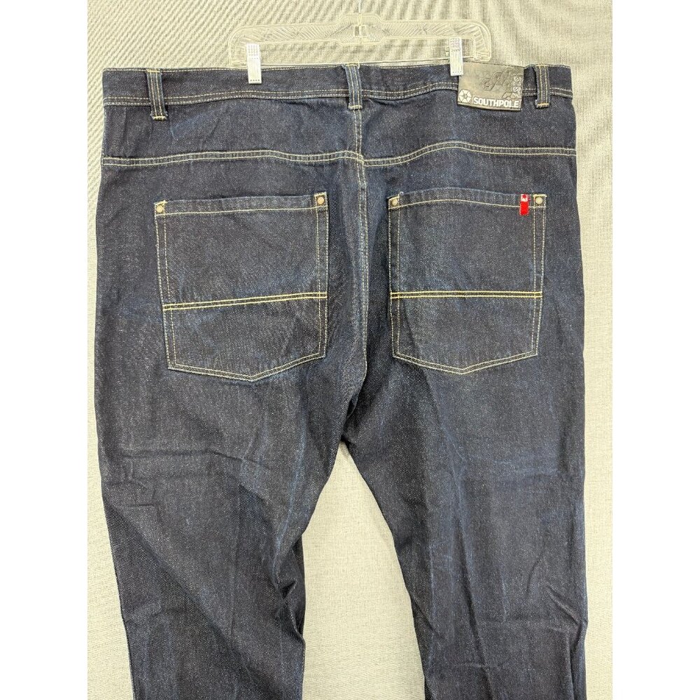 Southpole Baggy Red Tab Jeans Streetwear hip hop 52x25 Dark Blue Skater Y2K